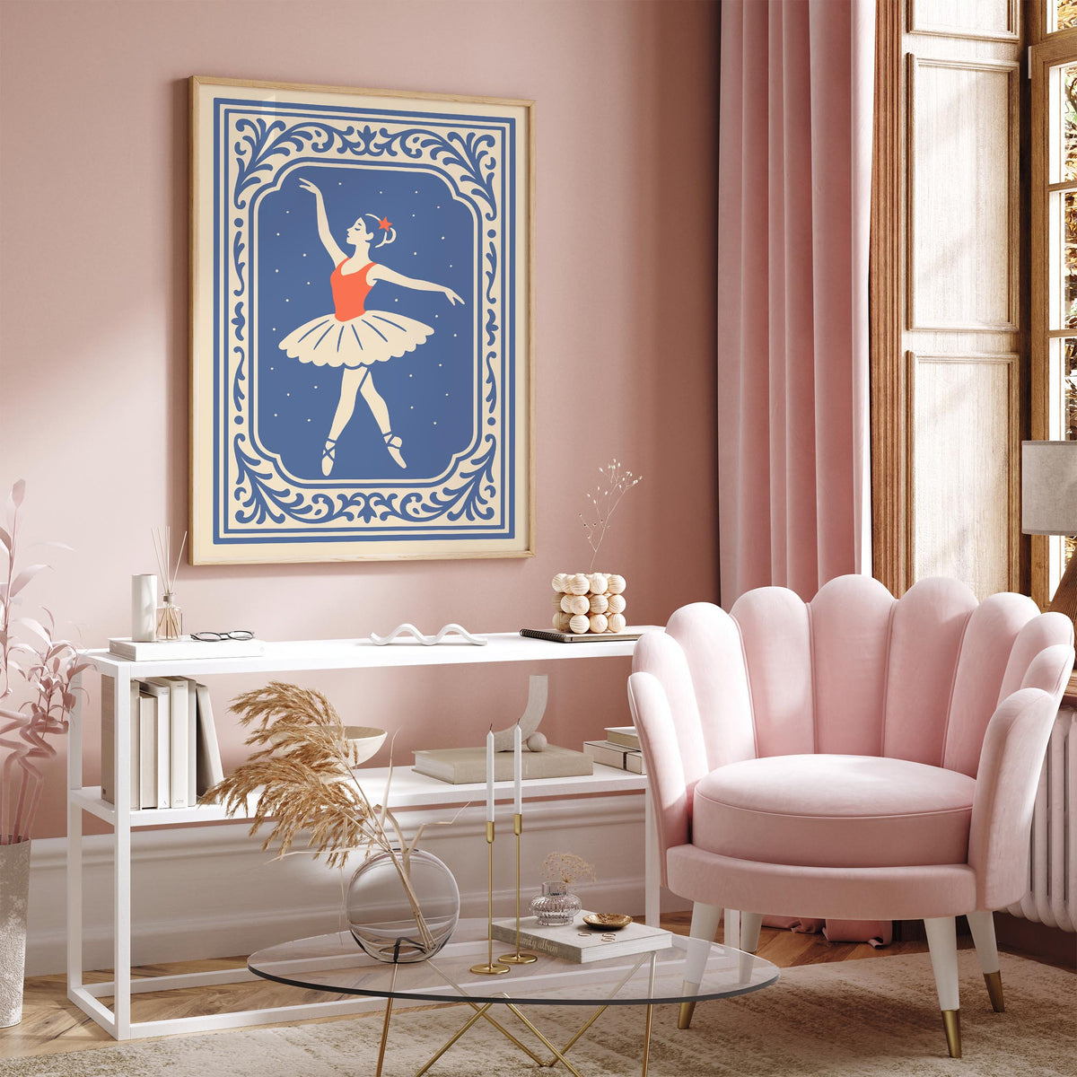 Blue Ballerina Ballet Dance Art Poster