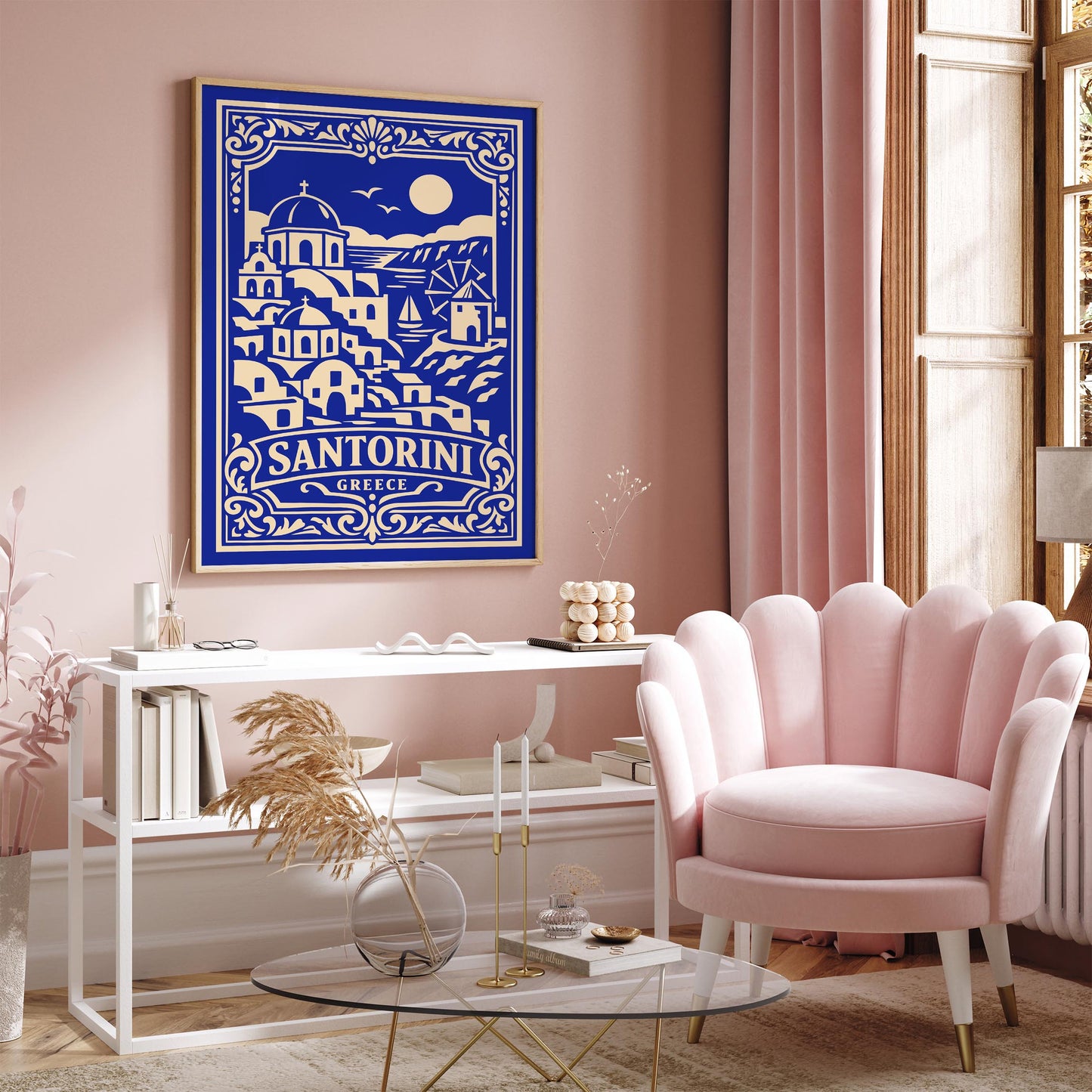 Santorini Greece Blue Poster