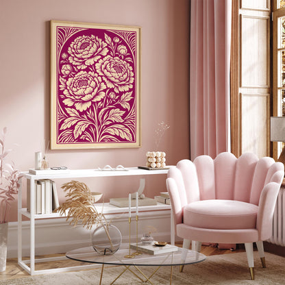 Vintage Peonies Floral Poster