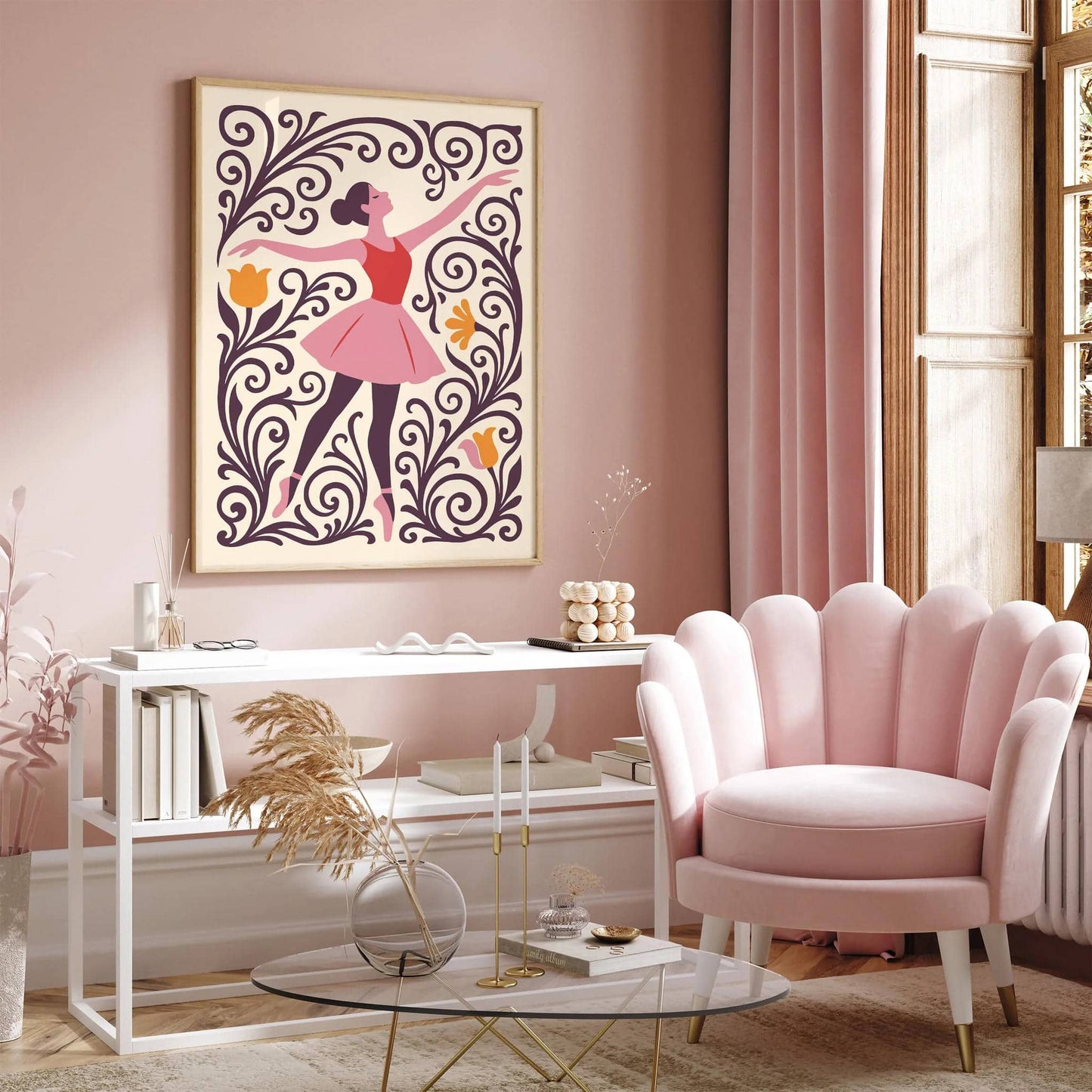 Ballerina Dancer in Purple and Pink Tones Poster