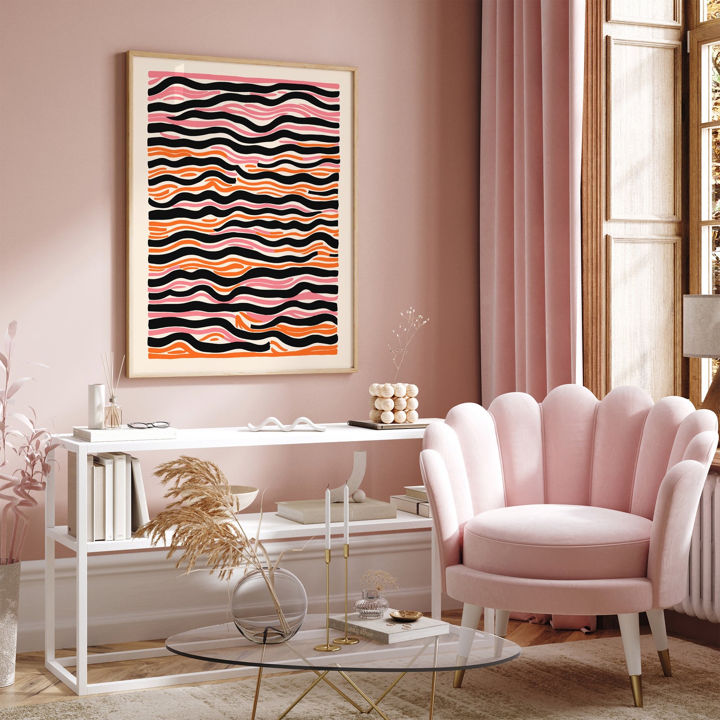 Mid Century Modern Abstract Wavy Art Print