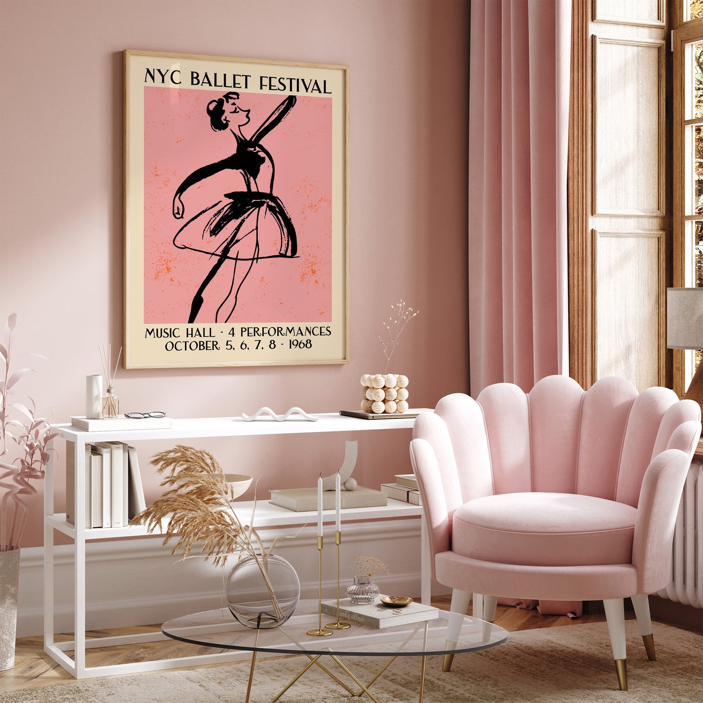 NYC Ballet Festival Pink Wall Art Print