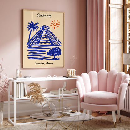 Chichen Itza Poster - Mexico Pyramid Travel Print