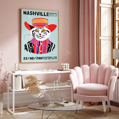 Nashville Country Music Cat Poster