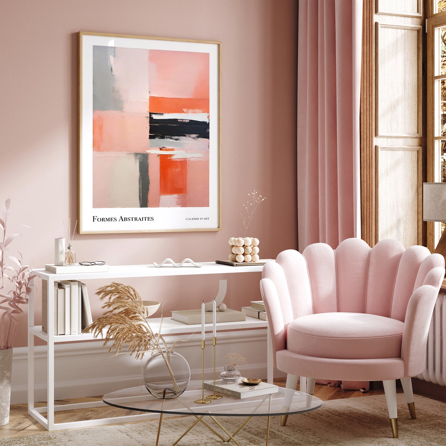 Formes Abstraites: Peach Abstract Painting Print