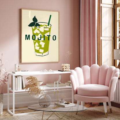 Mojito Drink Retro Green Poster