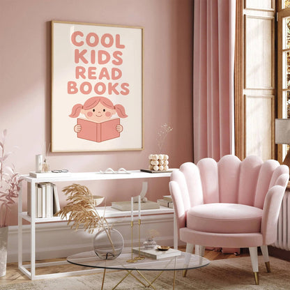 Cool Kids Read Books Poster - Literary Art Print for Kids Room Decor