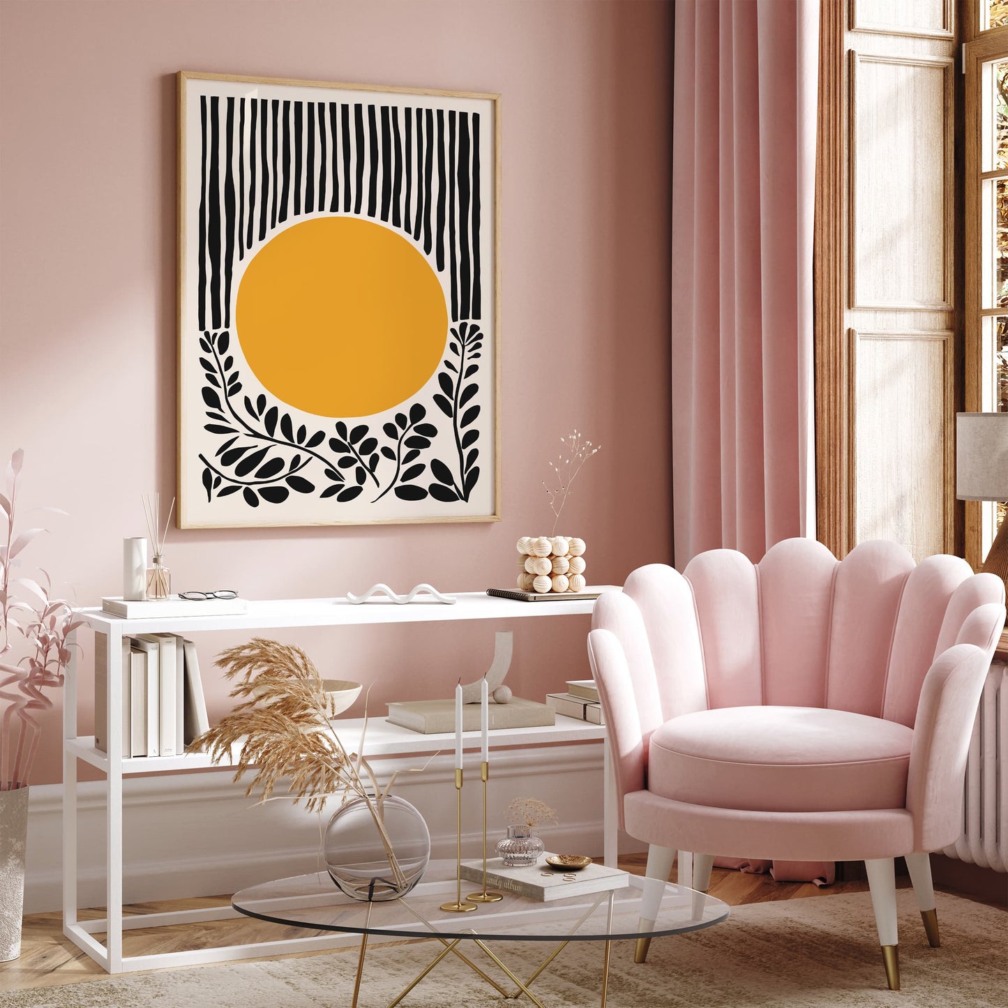Mid Century Yellow Sun Art Print 2026