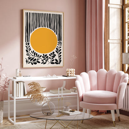 Mid Century Yellow Sun Art Print 2026
