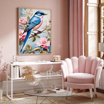 Blue Bird Floral Elegant Poster