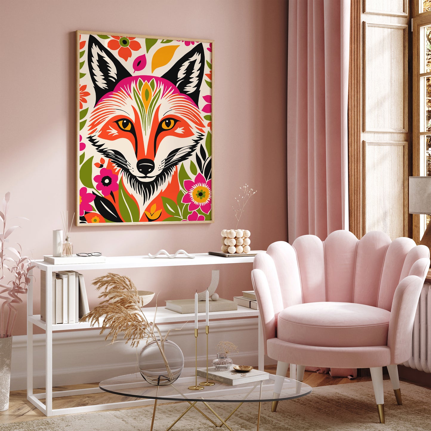 Colorful Bohemian Fox Art Print