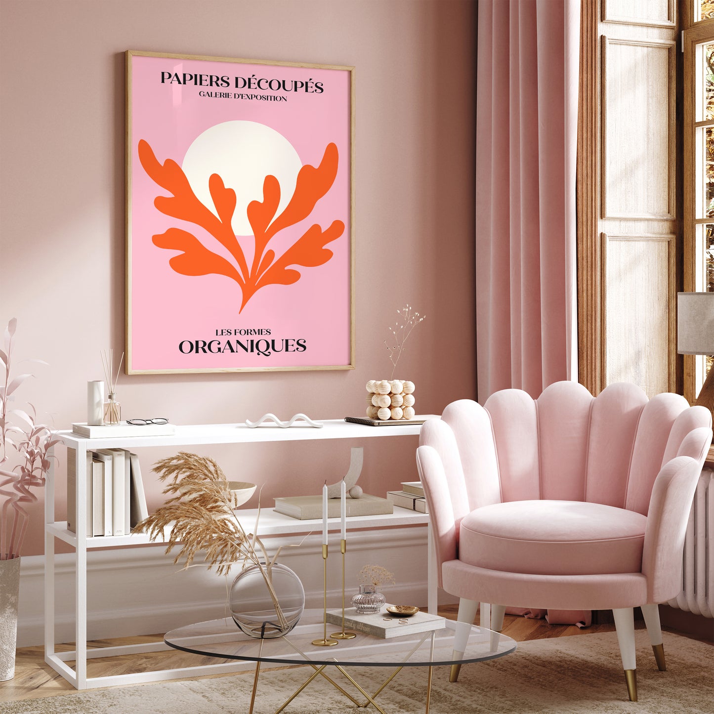 Papiers Decoupes, Les Formes Organiques Pink Wall Art