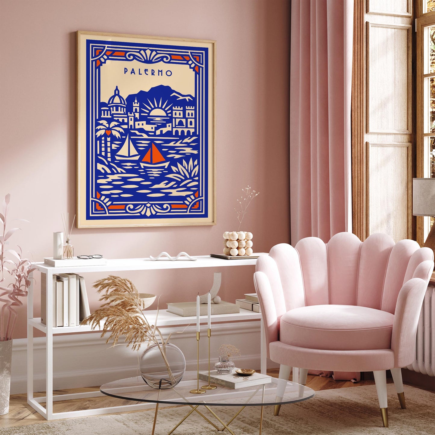 Palermo Sicily Poster - Blue Travel Wall Art