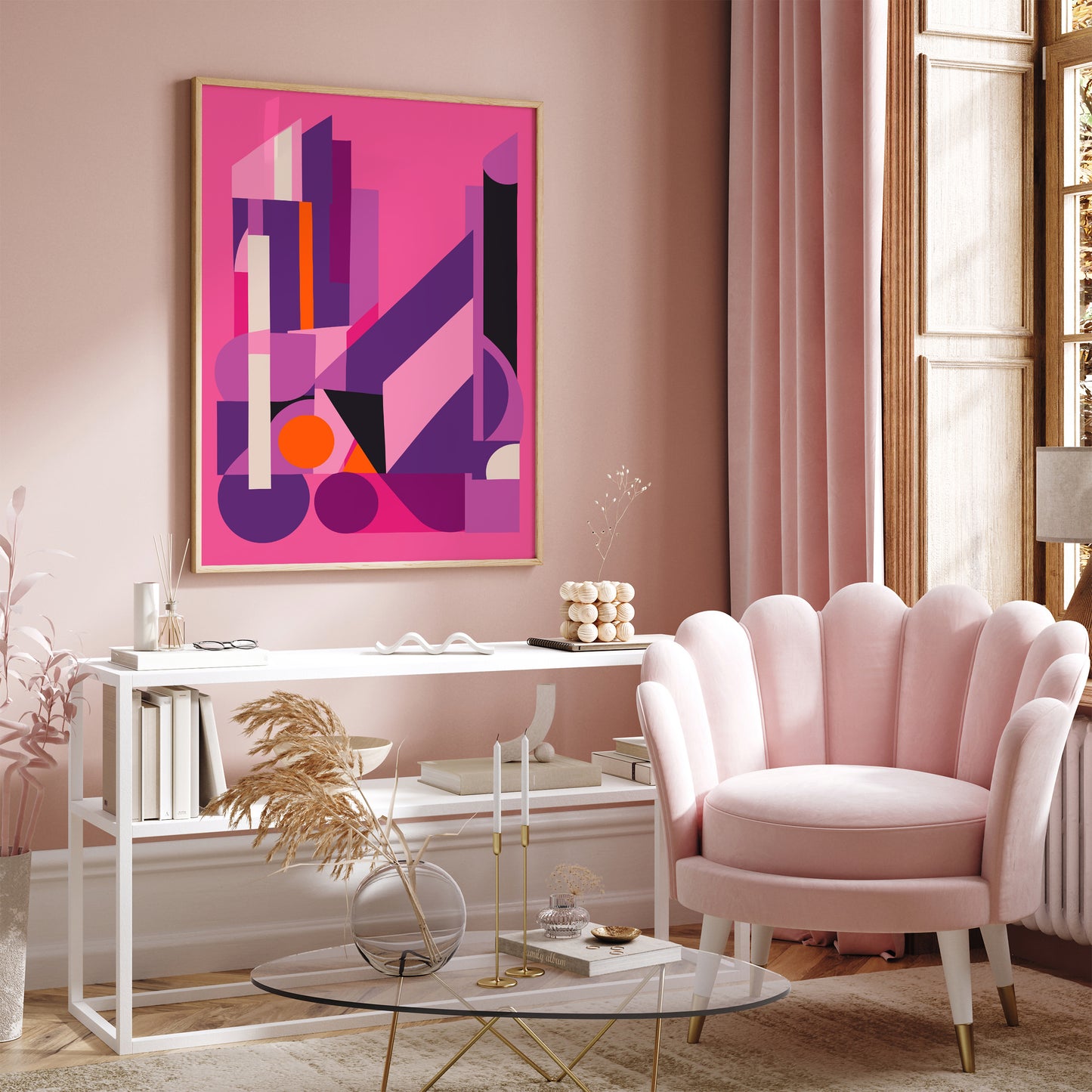 Abstract Still Life Pink and Purple Poster