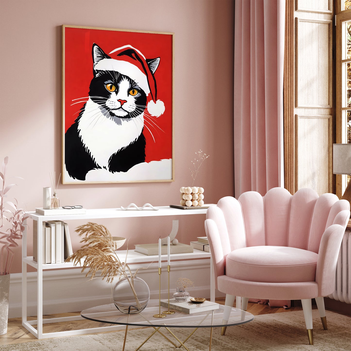 Santa Cat Festive Winter Poster