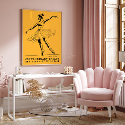 NYC Ballet Vintage Yellow Poster