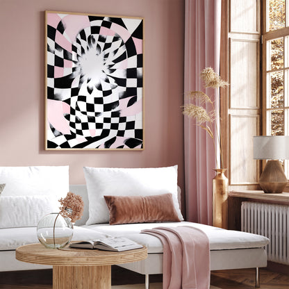 Retro Checkerboard Abstract Art Print