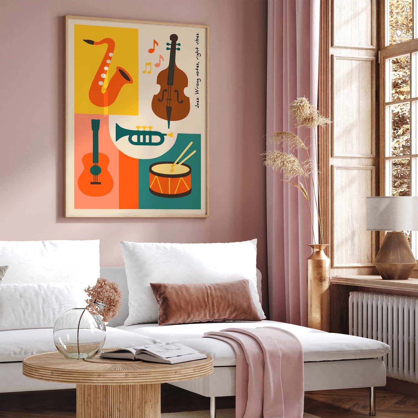 Wrong Notes Right Vibes Poster - Colorful Jazz Music Art