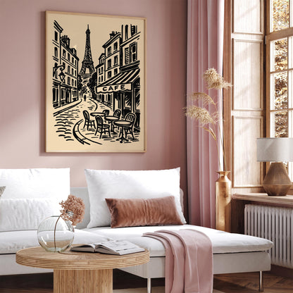 Paris Cafe Cityscape Travel Art Poster