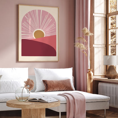 Modern Sunset Burgundy Pink Tones Poster