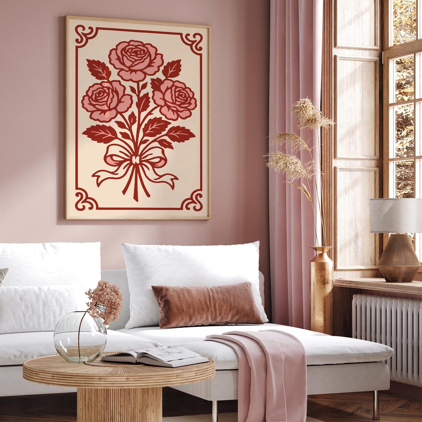 French Rococo Roses Art Print, Vintage Floral Wall Art