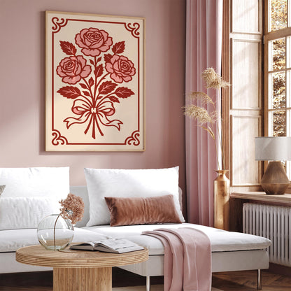 French Rococo Roses Art Print, Vintage Floral Wall Art