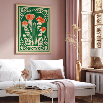 Blooming Cactus Plant Poster