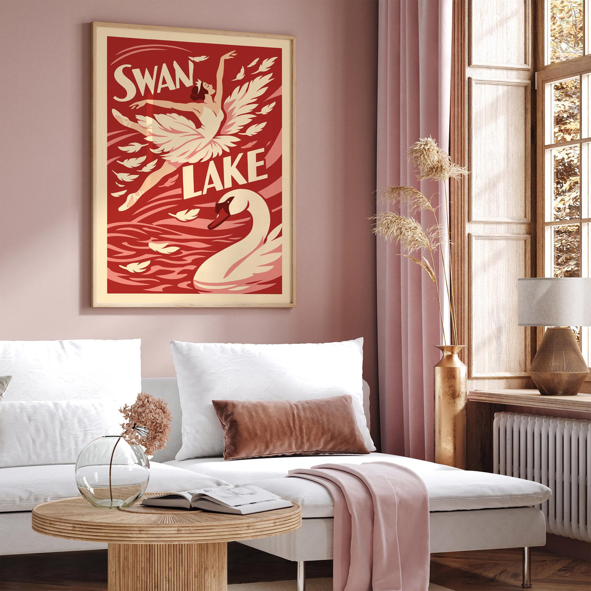 Red Swan Lake Ballet Art Poster