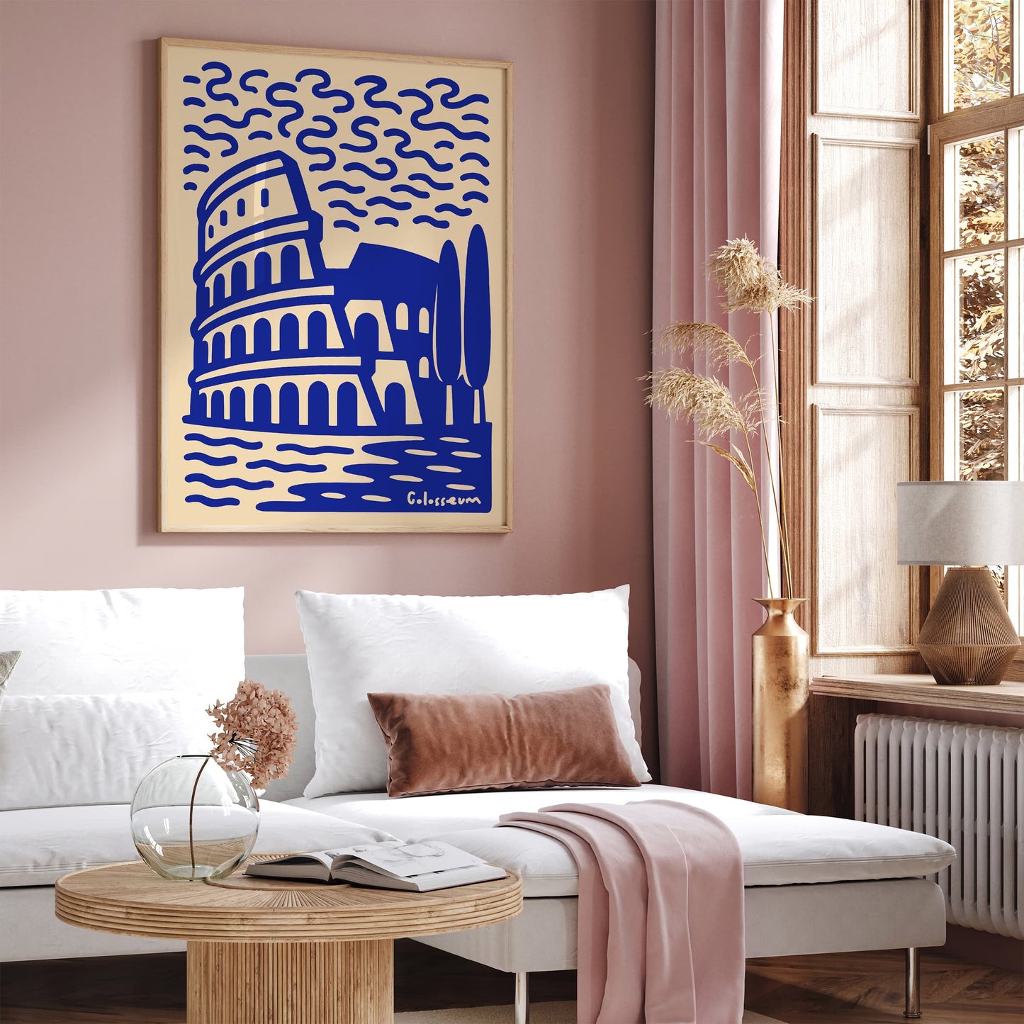 Colosseum Rome Blue Travel Poster