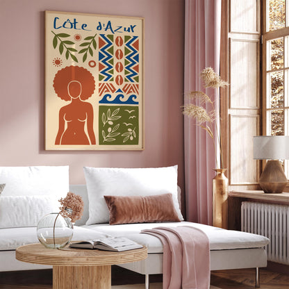 Côte d’Azur Travel Poster – Afrohemian Wall Art Print