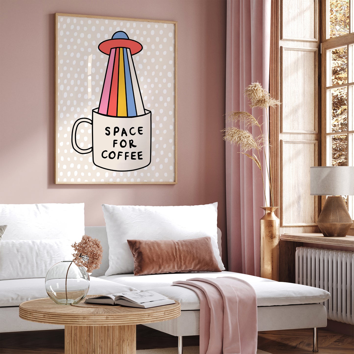 Space For Coffee Quirky UFO Poster