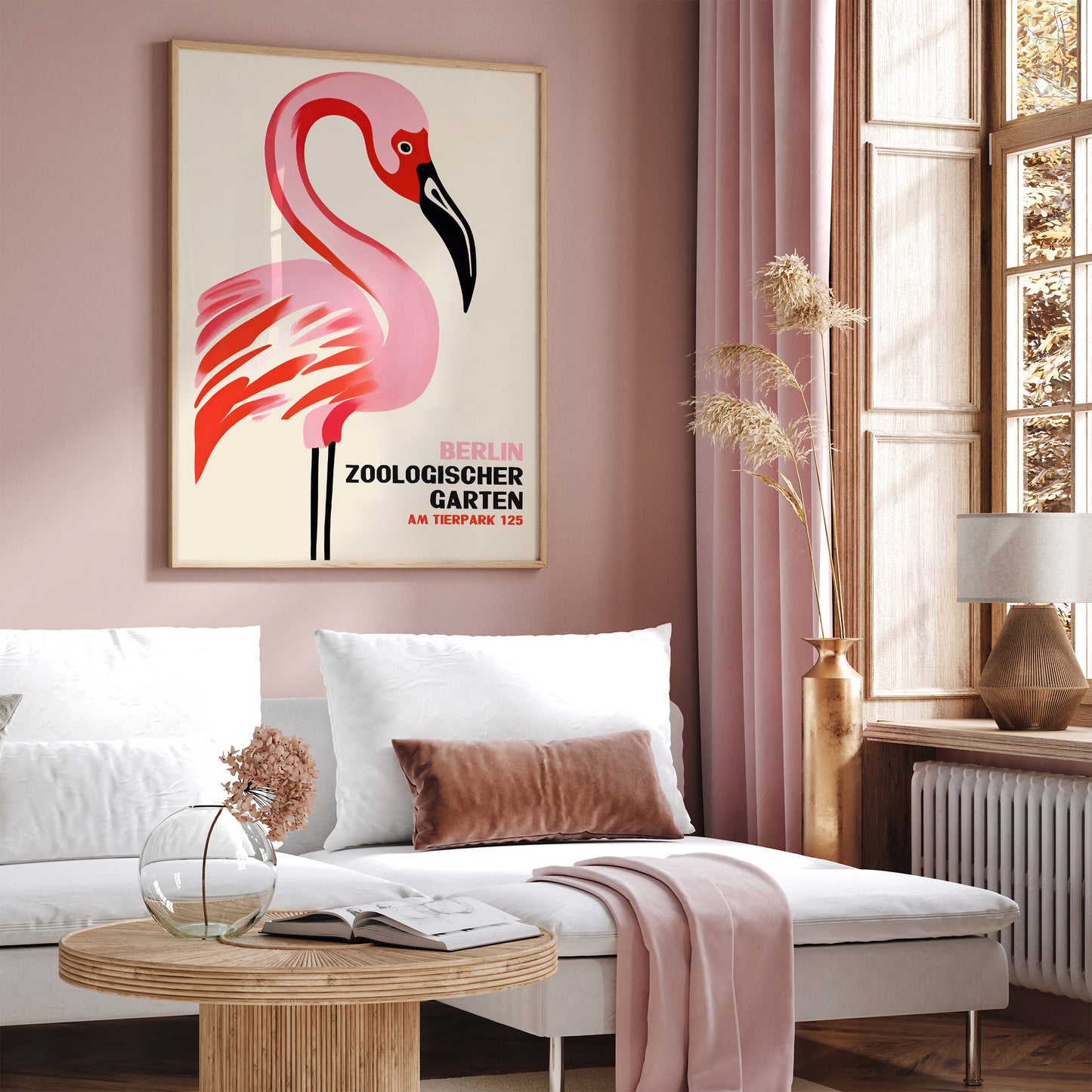 Berlin Zoo Retro Flamingo Poster