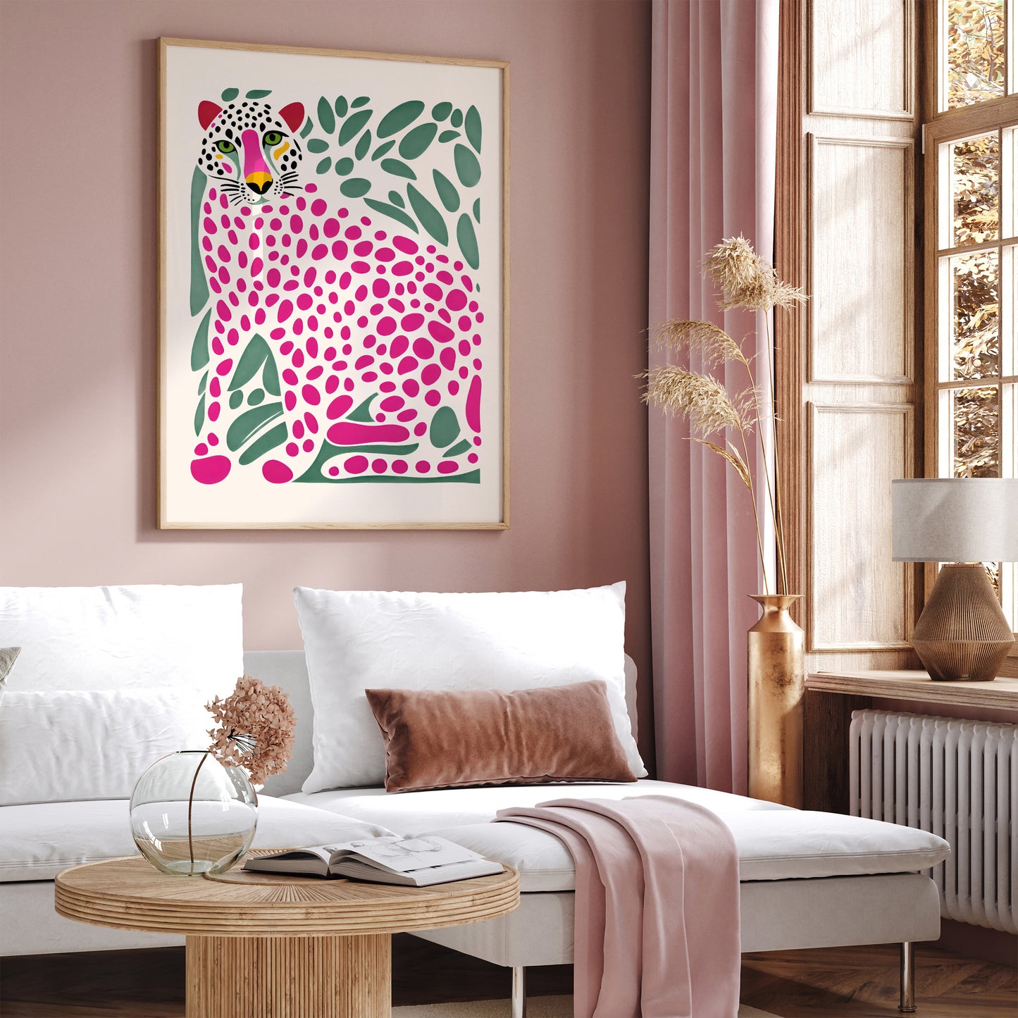 Pink Jungle Panther Art Print