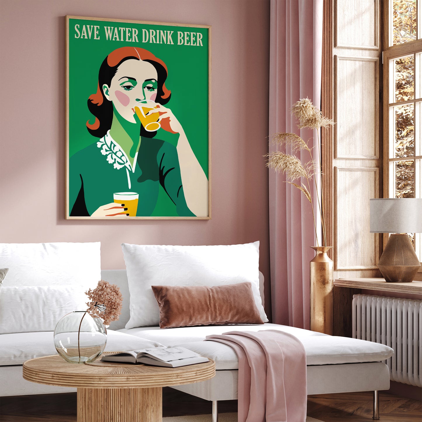 Save Water Drink Beer Retro Poster