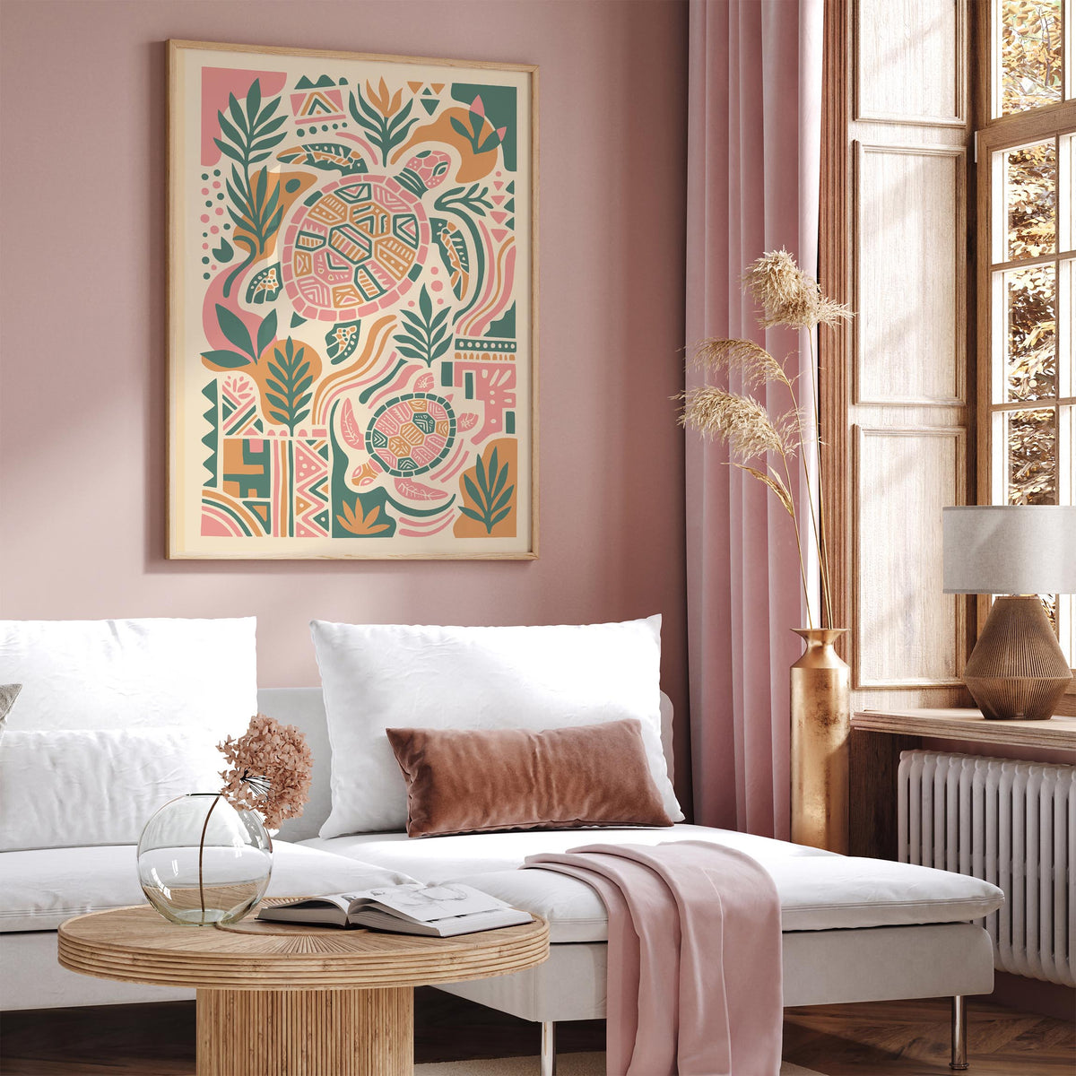 Boho Turtle Animal Art Poster