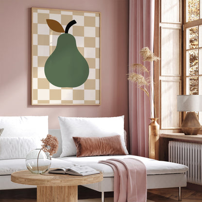 Green Pear Fruit Poster – Scandinavian Style Wall Art