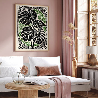 Victorian Monstera Leaves Poster