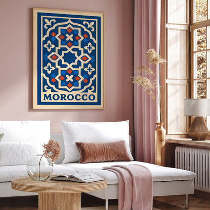 Morocco Blue Ornamental Pattern Poster