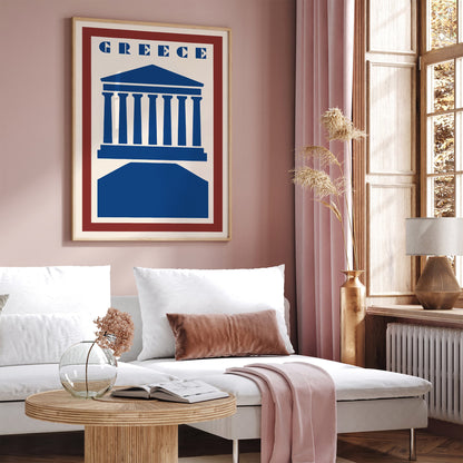 Greece Travel Poster - Retro Modern Art Print