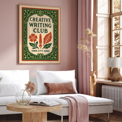 Iowa City Writing Club Poster – Rococo Green Art Print