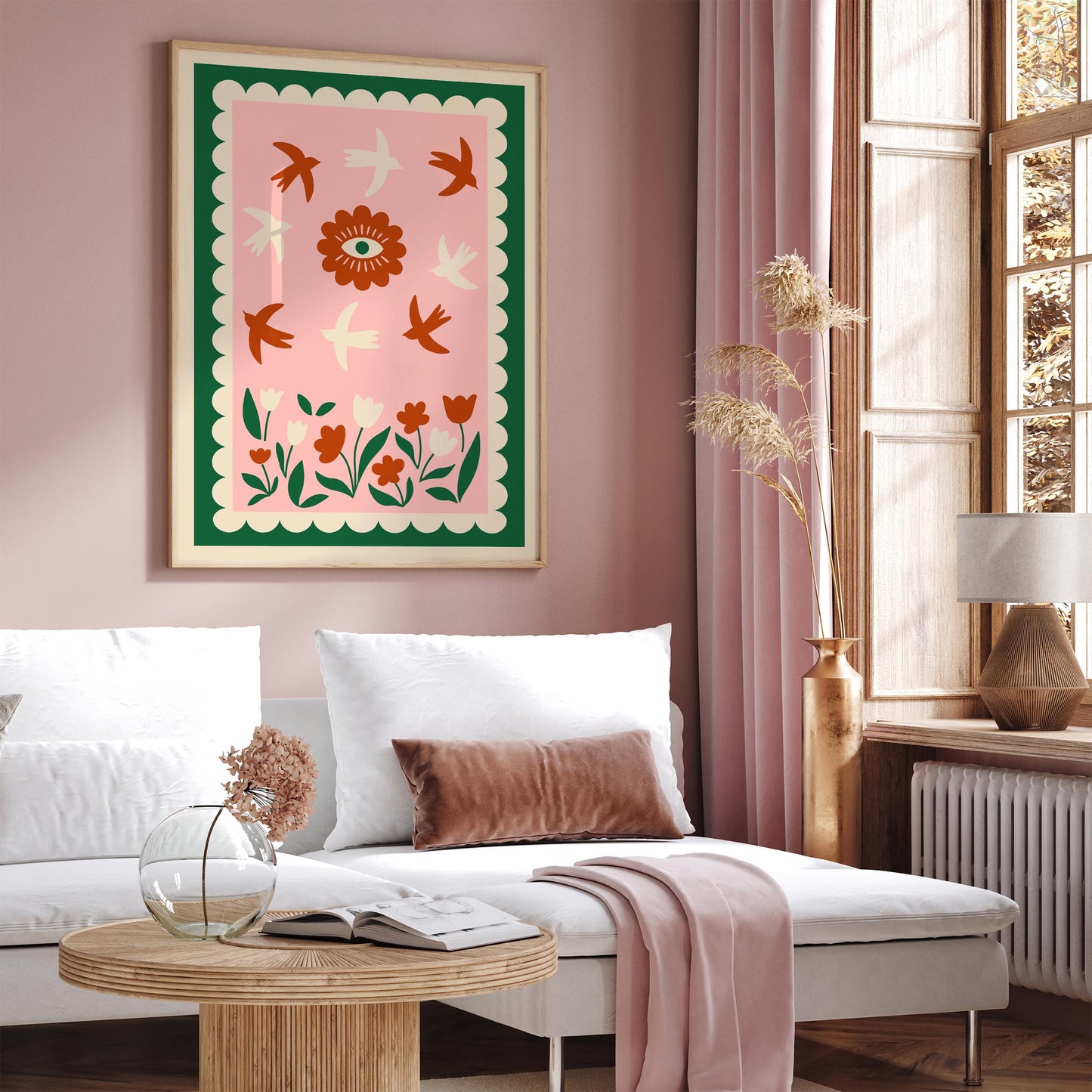Birds & Evil Eye Floral Poster