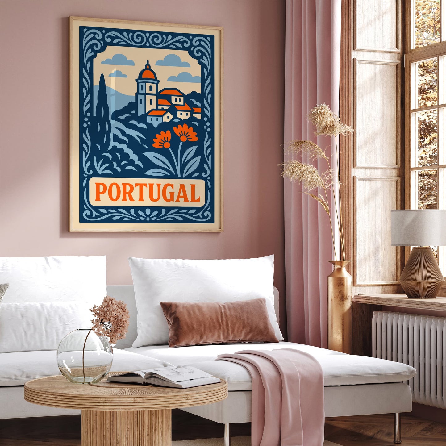 Blue Portugal Cityscape Art Print