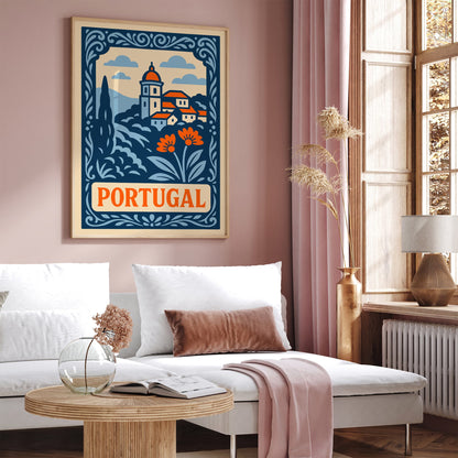 Blue Portugal Cityscape Art Print