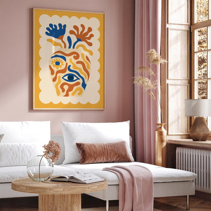 Surreal Eye Vase Poster - Boho Abstract Face Wall Art