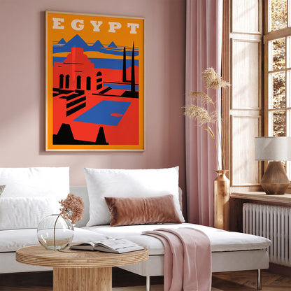 Egypt Retro Colorful Travel Art Print