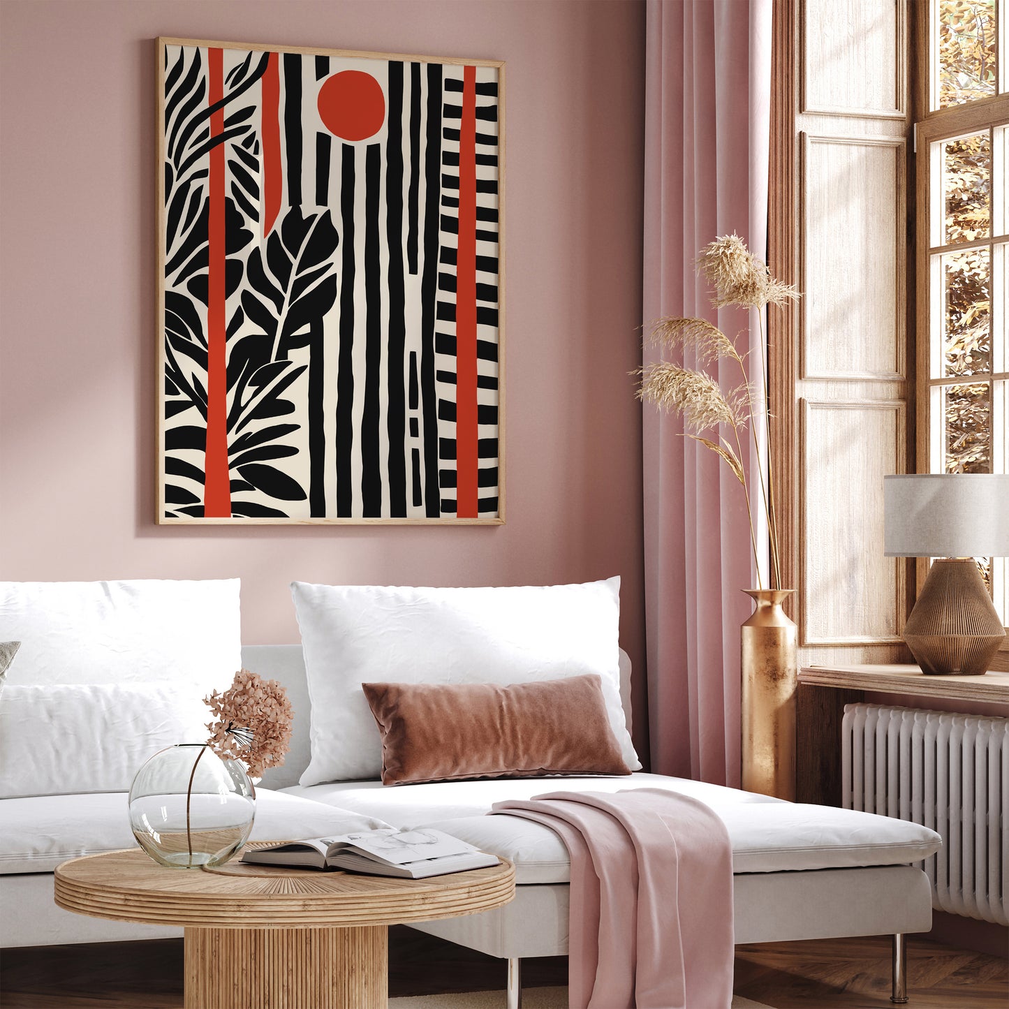 Mid Century Black Striped Art Print