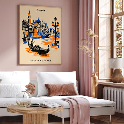 Venice Italy Retro Travel Poster – Vintage Wall Art Print