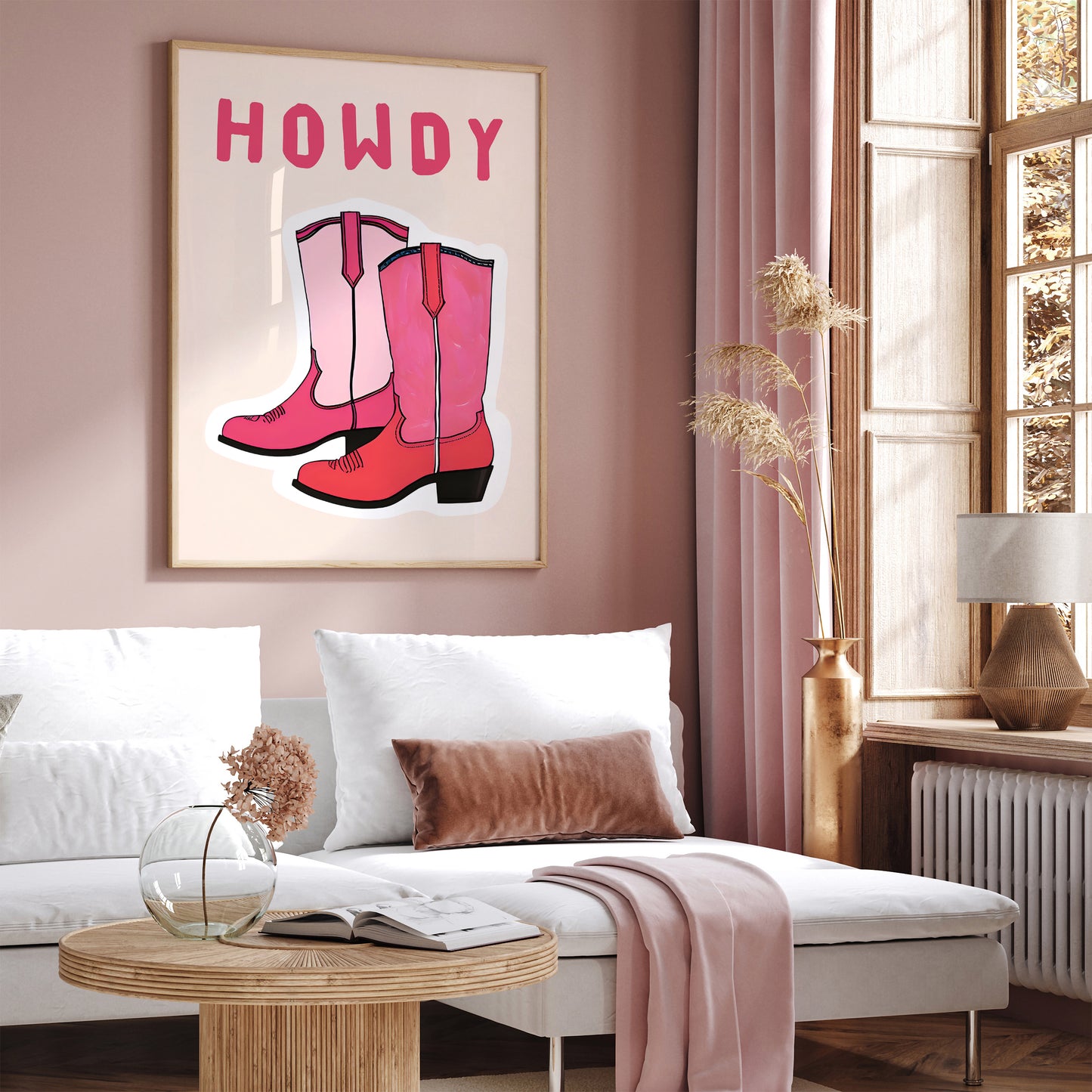 HOWDY - Pink Cowgirl Boots Cute Poster