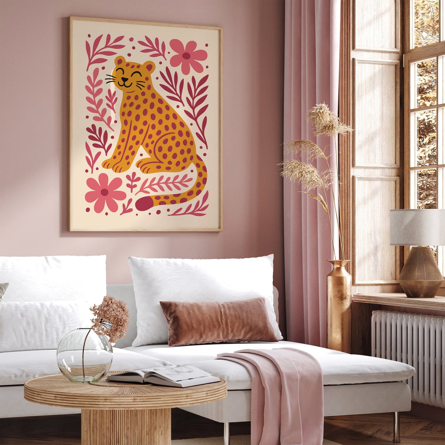 Cute Little Cheetah in Flowers Poster