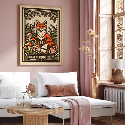 Vintage Fox Forest Nature Art Poster